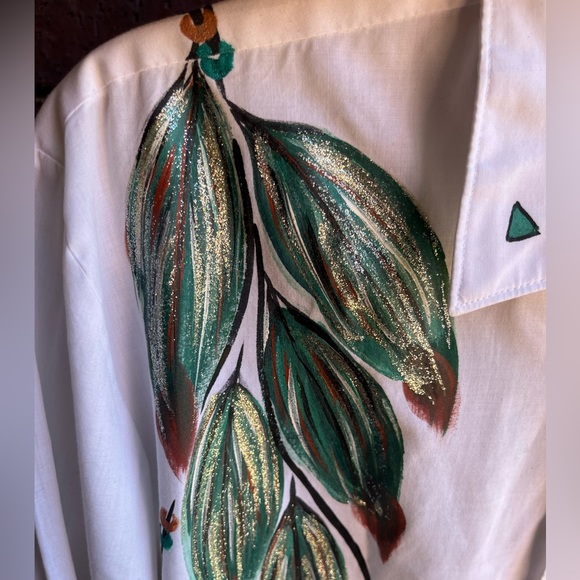 Vintage MODIT custom art painted southwestern print white button up shirt Small - Picture 6 of 11